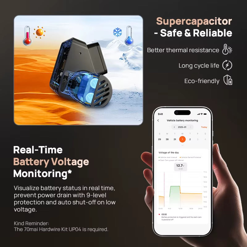 Dash Cam 4K A810S HDR IMX678 Supercapacitor 4G LTE Remote Control Wi-Fi 6 Voice Control GPS ADAS Car Camera  A810S