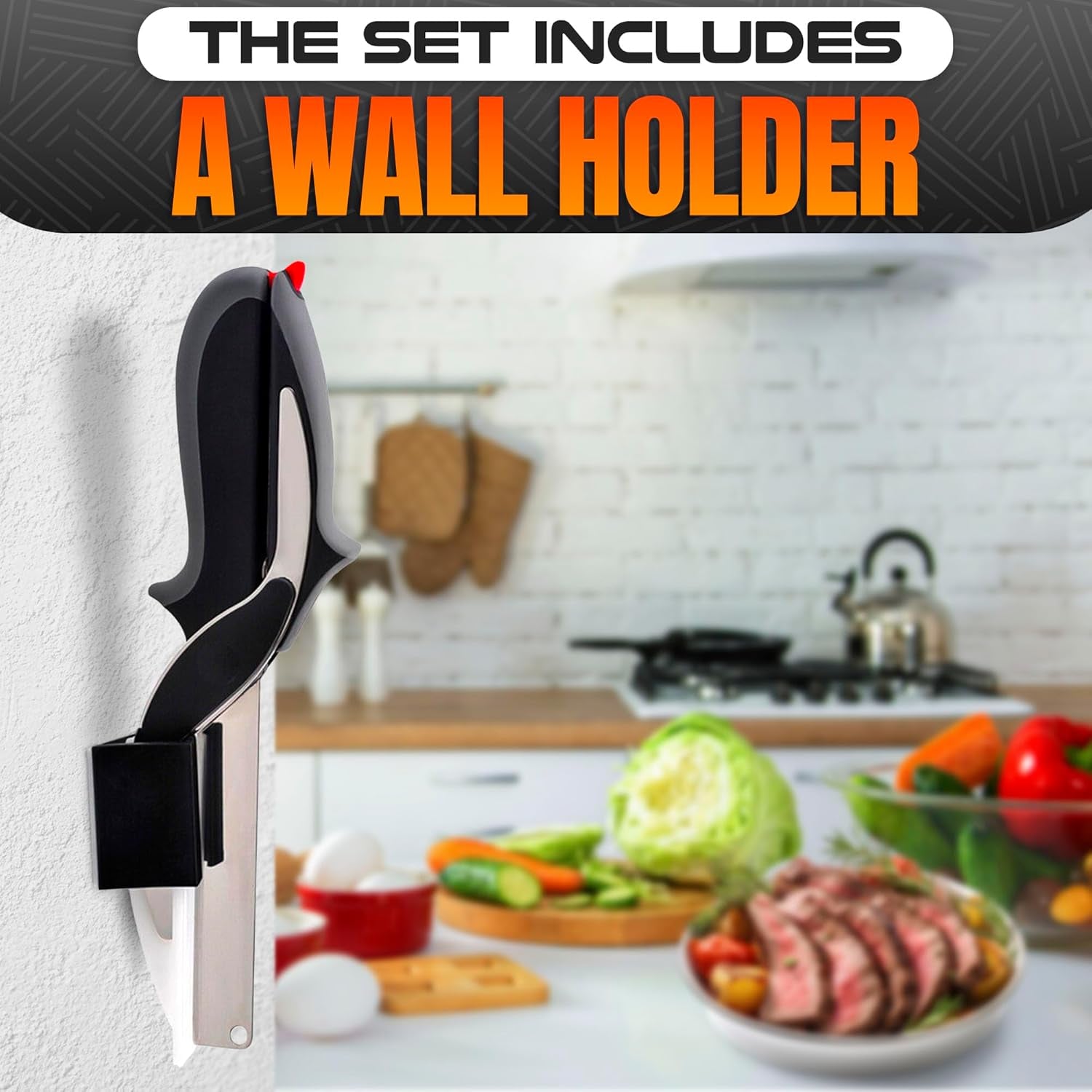2 in 1 Cutting Board Scissors for Food - 9.6" Detachable Cheese Scissors with Cutting Board and Stainless Steel Blade - Easy-To-Use Veggie Cutter, Suitable for Fruits and Vegetables at Dad'S Party