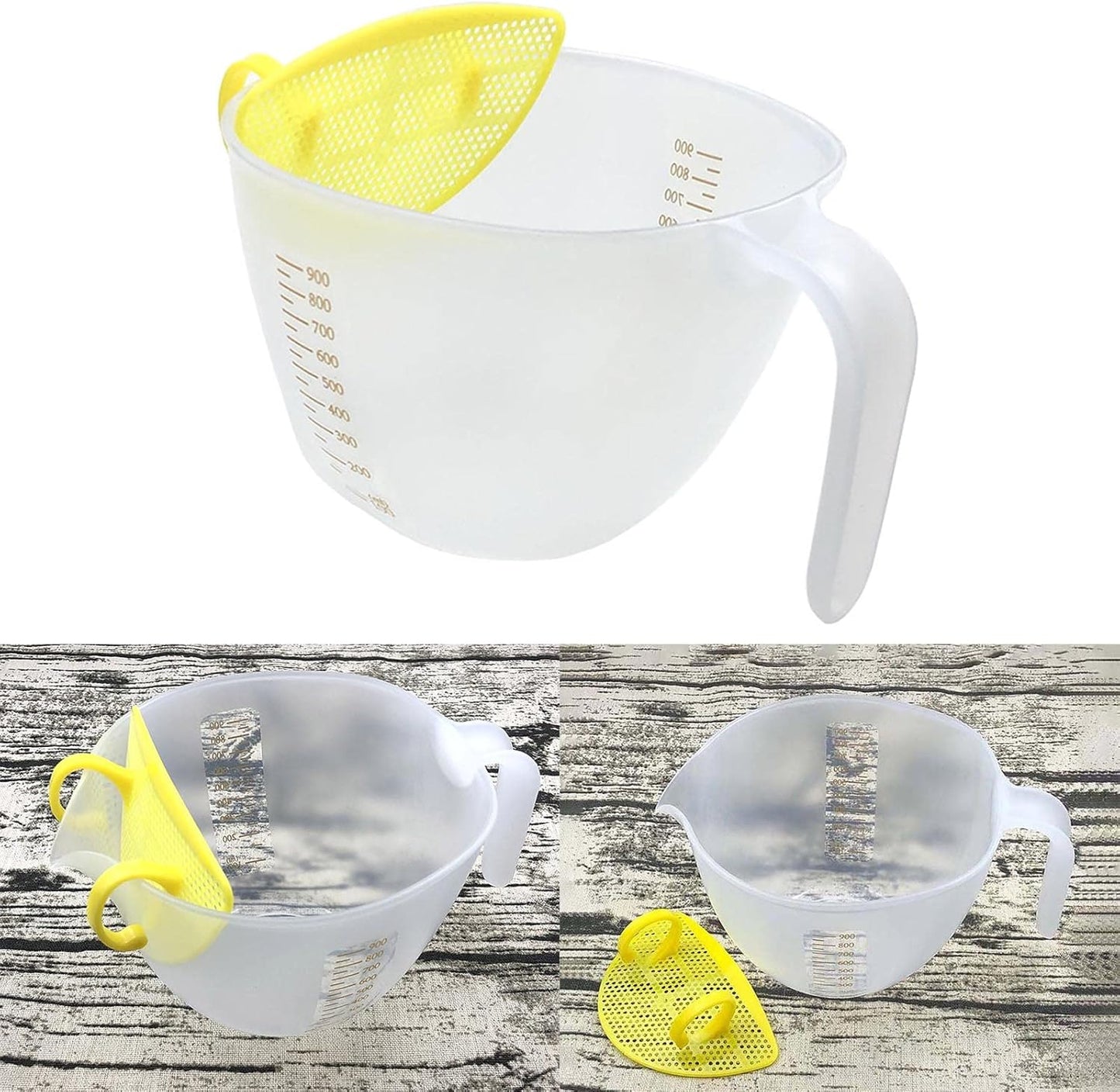 Filter Measuring Cup for Beating Eggs Liquid Measuring Bowl with Scale PP Liquid Measuring Glasses