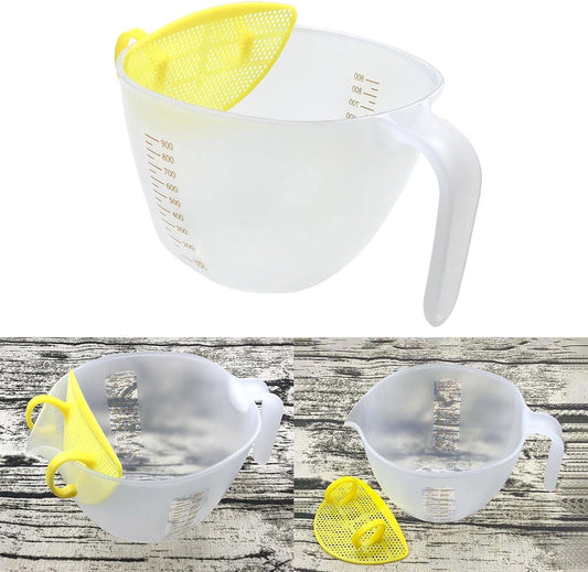 Filter Measuring Cup for Beating Eggs Liquid Measuring Bowl with Scale PP Liquid Measuring Glasses