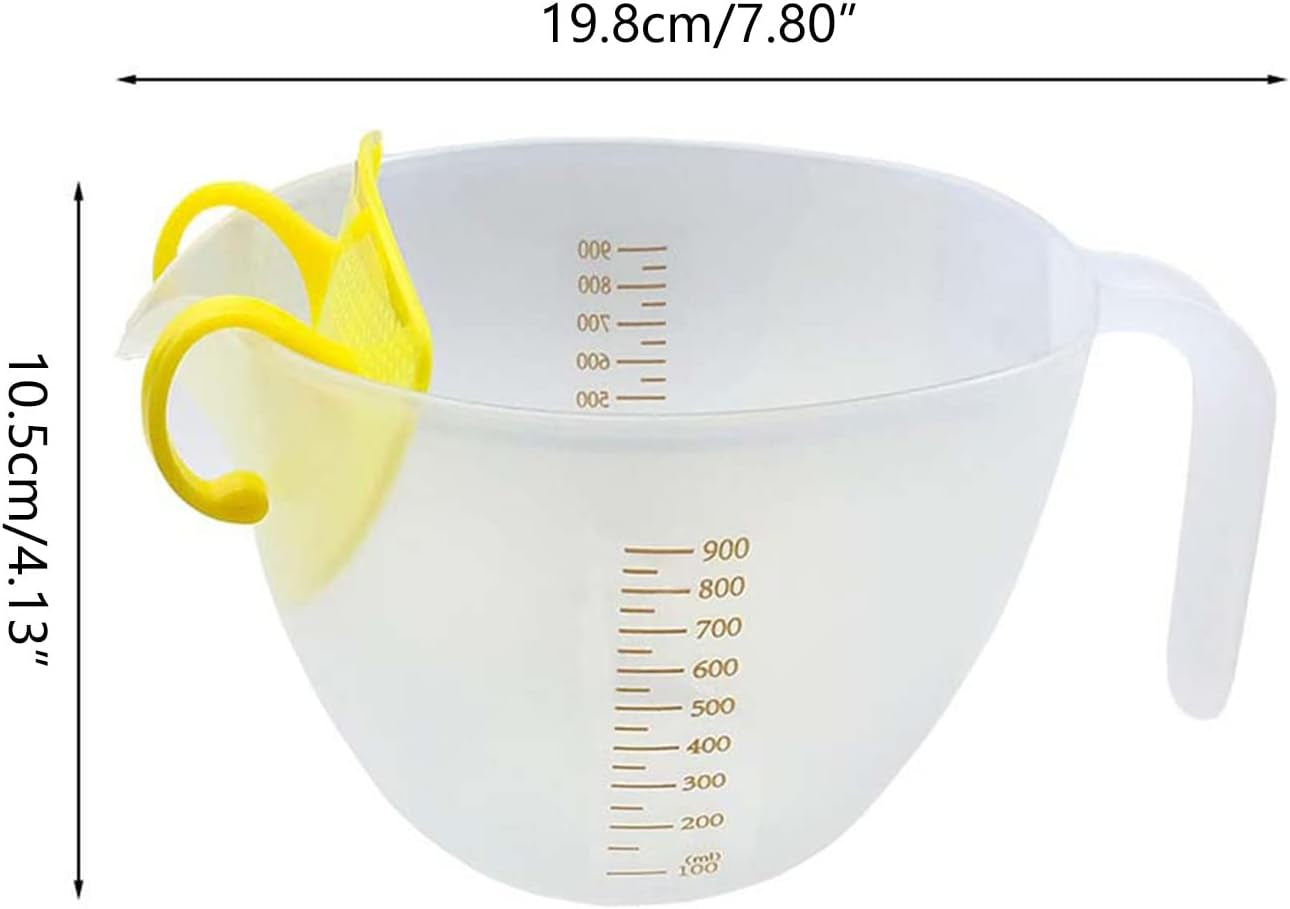 Filter Measuring Cup for Beating Eggs Liquid Measuring Bowl with Scale PP Liquid Measuring Glasses