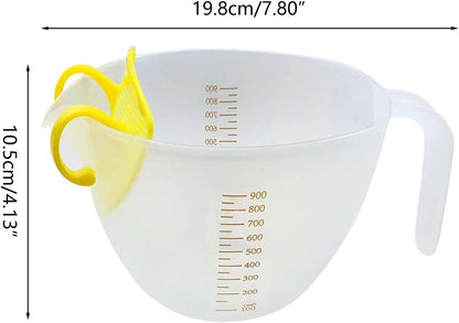 Filter Measuring Cup for Beating Eggs Liquid Measuring Bowl with Scale PP Liquid Measuring Glasses