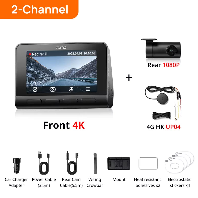 Dash Cam 4K A810S HDR IMX678 Supercapacitor 4G LTE Remote Control Wi-Fi 6 Voice Control GPS ADAS Car Camera  A810S