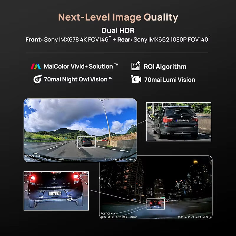 Dash Cam 4K A810S HDR IMX678 Supercapacitor 4G LTE Remote Control Wi-Fi 6 Voice Control GPS ADAS Car Camera  A810S